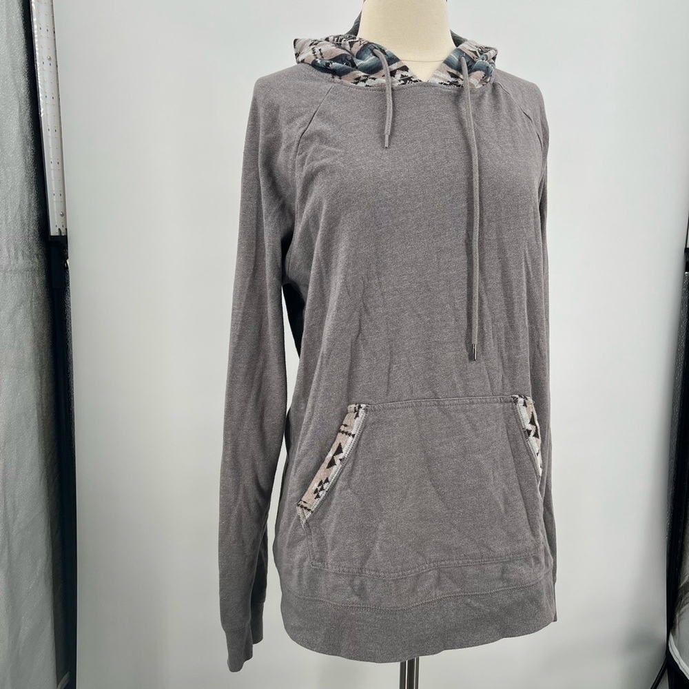 On the Bays Grey Azteca Hoodie Vintage Large